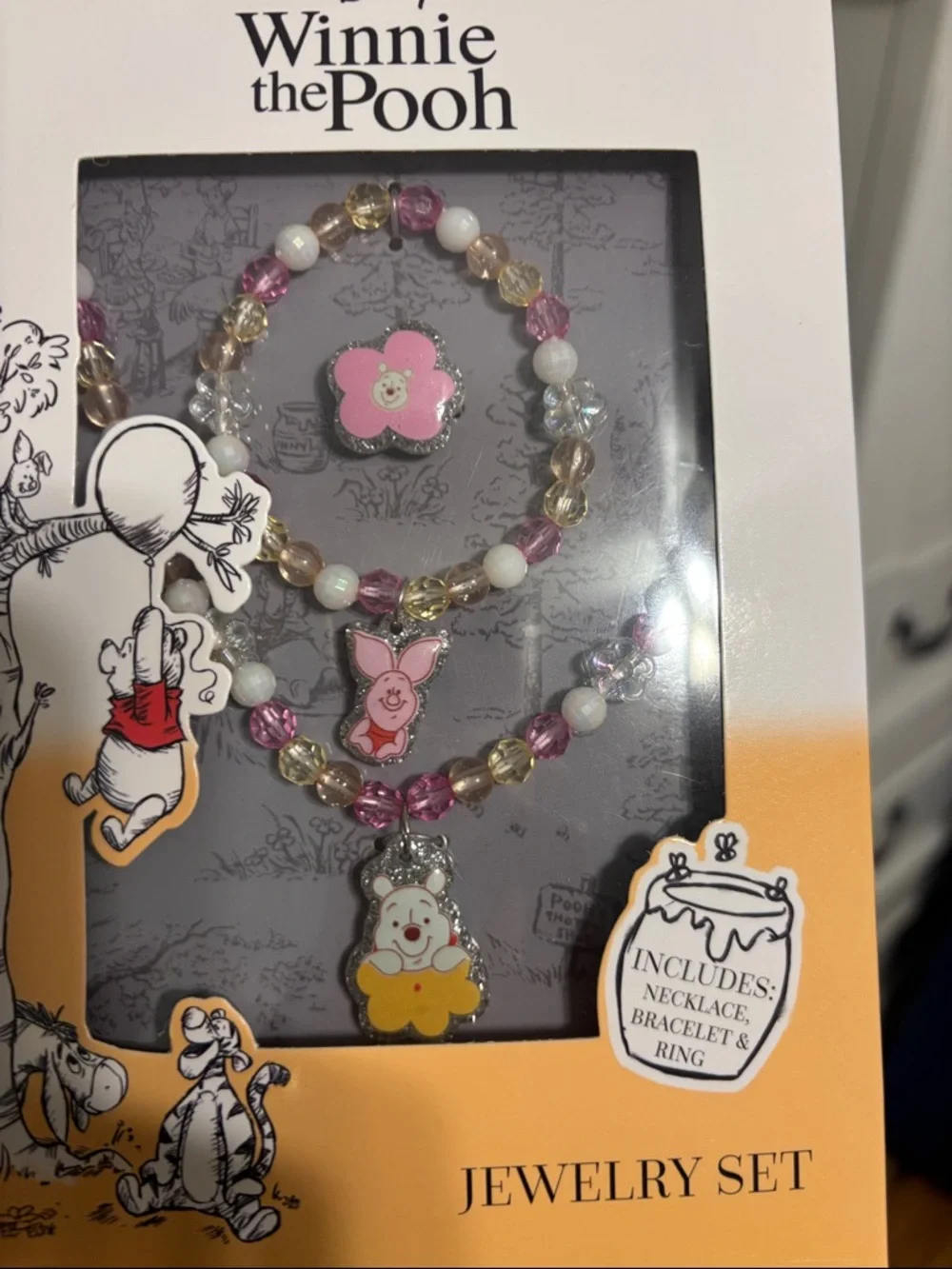 Disney Winnie the Pooh Pink, Yellow & White Kids Jewelry Set
